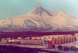 Вид на вулкан из Петропавловска.