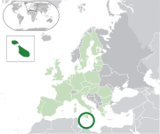 Map showing Malta in Europe