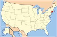 Map of the U.S. highlighting Connecticut