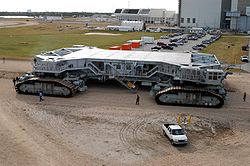 Crawler-transporter #2 in a December 2004 road test after track shoe replacement.