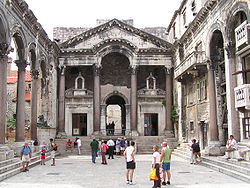 View of the peristyle towards the entrance of Diocletian's quarters