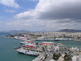 Panoramic view of the western part of the city and the port of Piraeus.