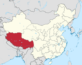 Tibet Autonomous Region is highlighted on this map