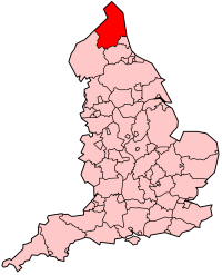 Графство Нортумберленд на карте Англии