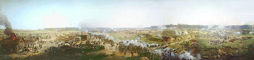 Бой за Семёновский овраг. Фрагмент панорамы Бородинского сраженияРубо (1912)