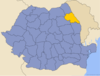 Карта Румынии с выделенным жудецем Яссы