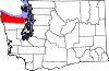 Округ Клэллам на карте штата.