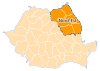 Карта Румынии с выделенным Северо-восточным регионом развития