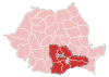 Карта Румынии с выделенным Южным регионом развития