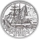 2005 Austria 20 Euro Admiral Tegetthoff-The Polar Expedition front.jpg