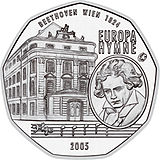 2006 Austria 5 Euro The European Anthem-Ludwig van Beethoven back.jpg