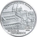 2008 Austria 10 euro Seckau Abbey front.jpg
