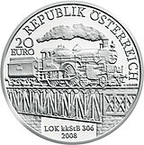 2008 Austria 20 euro Empress Elisabeth Western Railway obverse.jpg