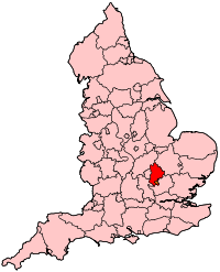 Графство Бедфордшир на карте Англии