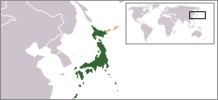 Япония лежит к востоку от континента Азия.