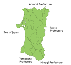 Карта префектуры Акита
