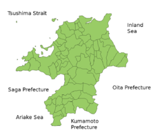 Карта префектуры Фукуока