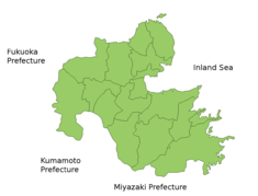 Карта префектуры Оита