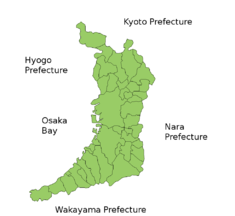 Карта префектуры Осака