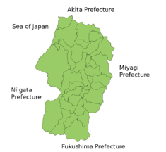 Карта префектуры Ямагата