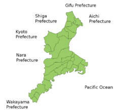 Карта префектуры Миэ