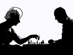 Набоковы за игрой в шахматы.