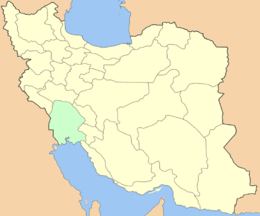 Карта Ирана с подсвеченной провинцией Хузестан