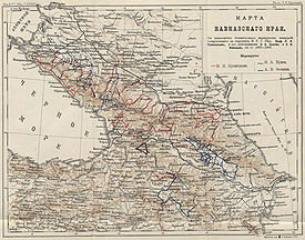 Map of Caucasus Botanical expeditions of N I Kuznetsov, N A Busch & A V Fomin 1888-90.jpg