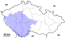 Бассейн Влтавы на карте Чехии.