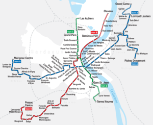 Bordeaux - Straßenbahn - Netzplan.png