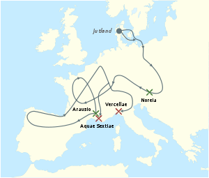 The migrations of the Cimbri and the Teutons