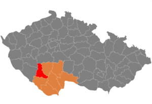 Район Страконице на карте