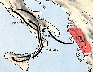 Route of Pyrrhus of Epirus