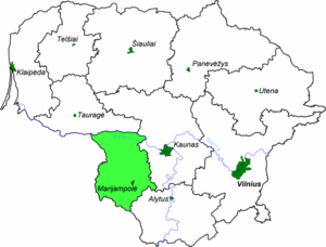 Мариямпольский уезд на карте
