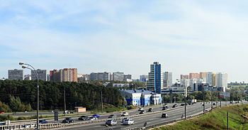 Панорама г. Видное с моста через железную дорогу на ст. Расторгуево