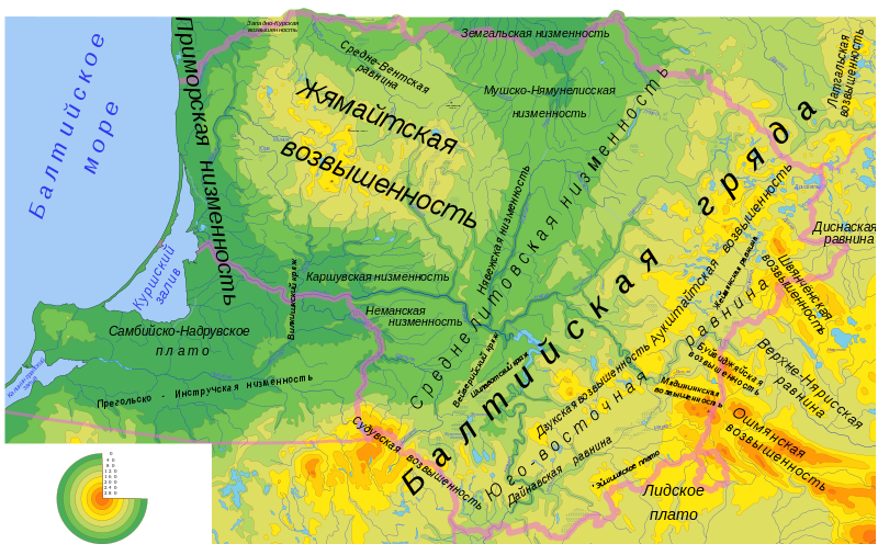 Топографическая карта Литвы