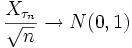 \frac{X_{\tau_n}}{\sqrt{n}} \to N(0,1)